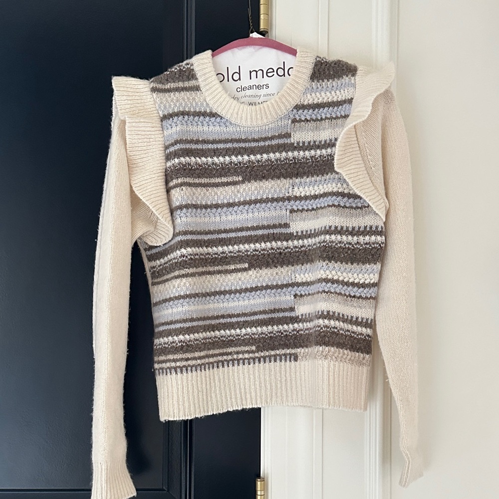 Autumn Cashmere Cream and Brown Striped Sweater